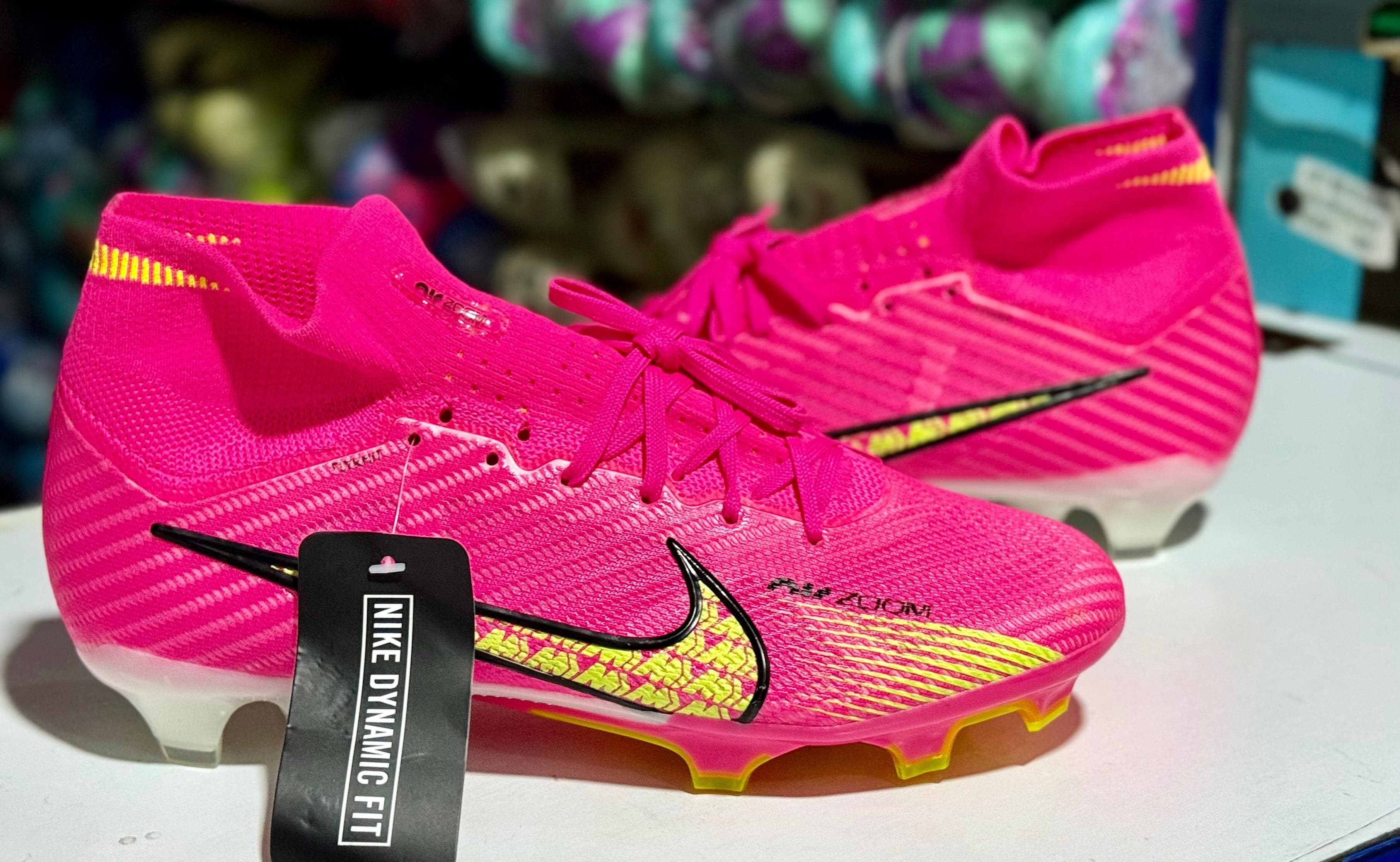 Nike Air Zoom for explosive speed and responsive cushioning and  Flyknit upper with NikeSkin for secure fit and enhanced ball control.