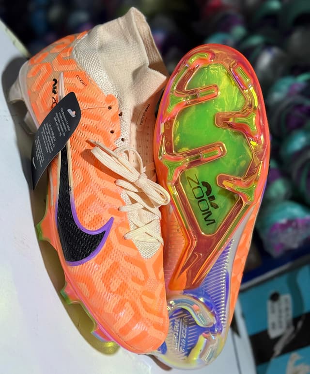 Nike air zoom for explosive speed and responsive cushioning and Flyknit upper with NikeSkin for secure fit and enhanced ball control